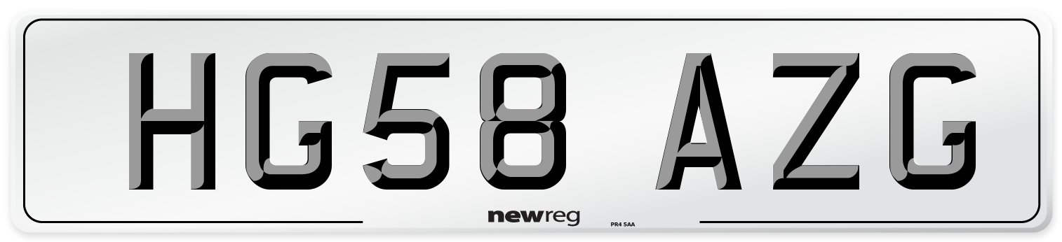 HG58 AZG Number Plate from New Reg
